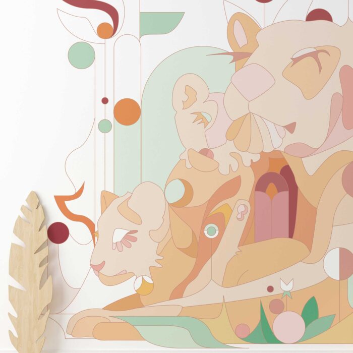abstract lion family wallpaper