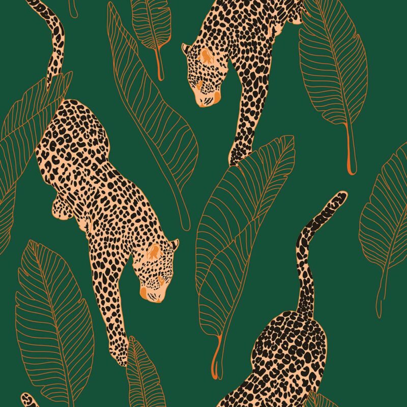 leopards in emerald wallpaper