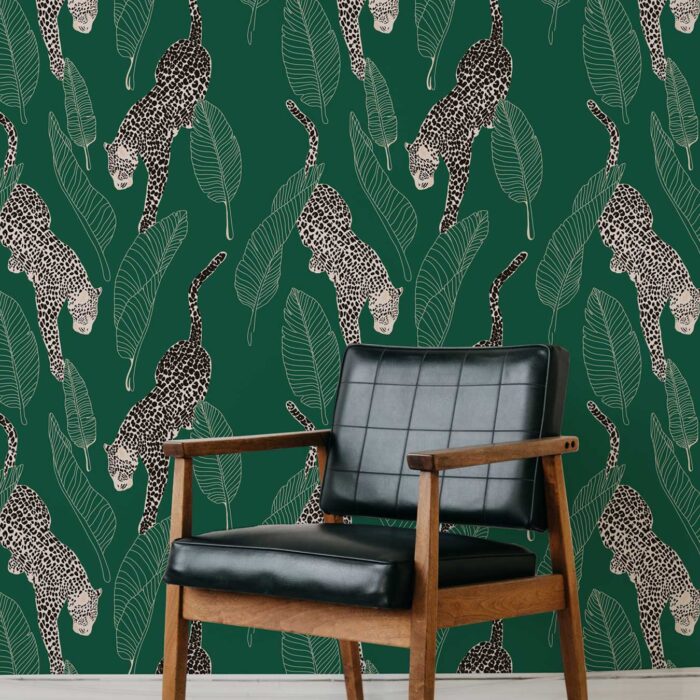 leopards in green wallpaper 2