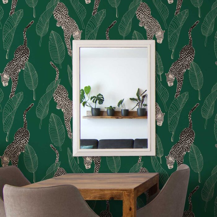leopards in green wallpaper 4