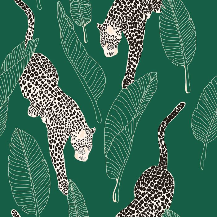 leopards in green wallpaper