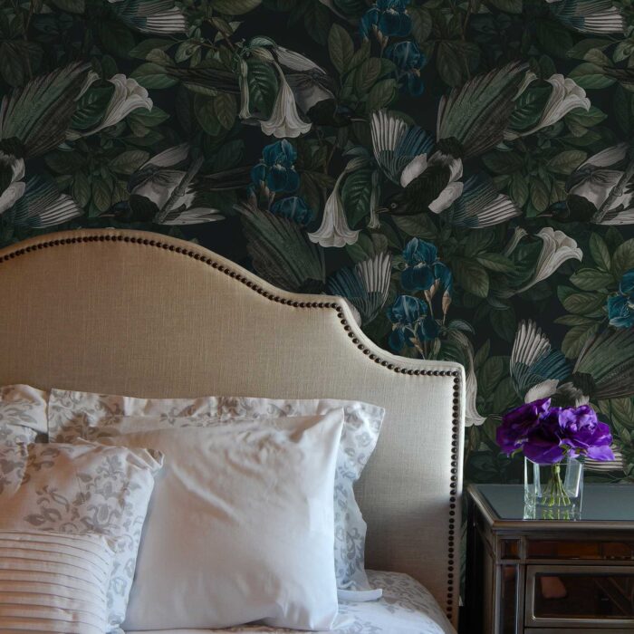 magpie floral wallpaper 3