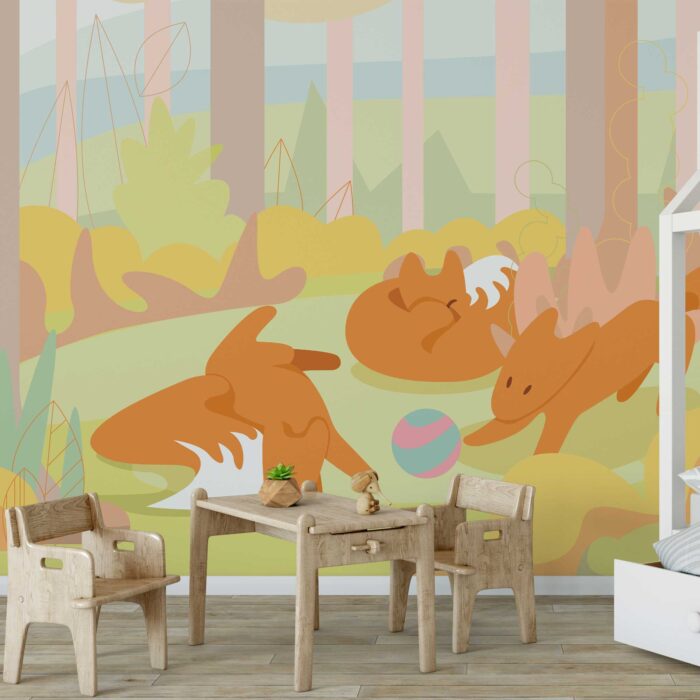 playful foxes wallpaper