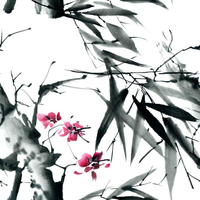 sakura and bamboo wallpaper