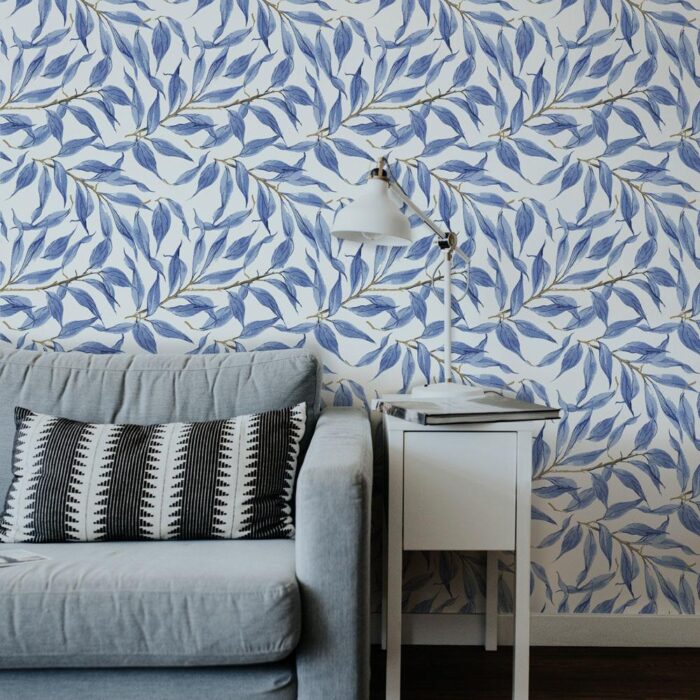 blue foliage wallpaper